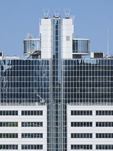 Preview wallpaper buildings, facade, windows, antennas, sky