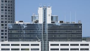 Preview wallpaper buildings, facade, windows, antennas, sky