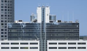 Preview wallpaper buildings, facade, windows, antennas, sky