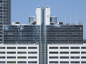 Preview wallpaper buildings, facade, windows, antennas, sky