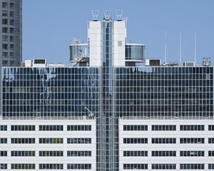 Preview wallpaper buildings, facade, windows, antennas, sky