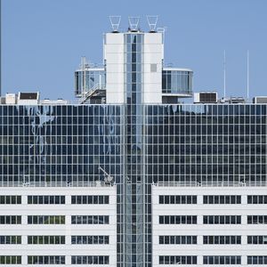 Preview wallpaper buildings, facade, windows, antennas, sky