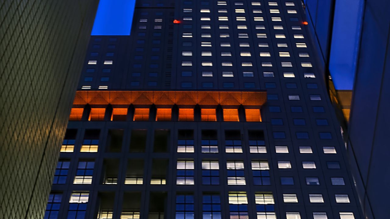 Wallpaper buildings, facade, windows, dark