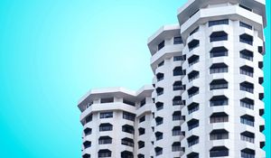 Preview wallpaper buildings, facade, windows, white, sky