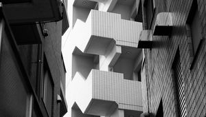 Preview wallpaper buildings, facades, architecture, stairs, black and white