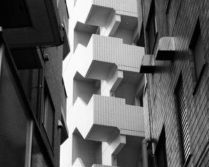 Preview wallpaper buildings, facades, architecture, stairs, black and white