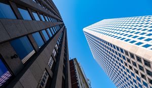Preview wallpaper buildings, facades, architecture, city, bottom view