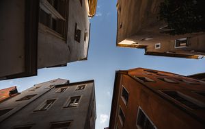 Preview wallpaper buildings, facades, bottom view, sky