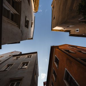 Preview wallpaper buildings, facades, bottom view, sky