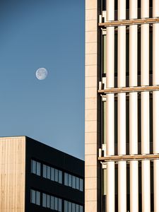 Preview wallpaper buildings, facades, edges, windows, moon