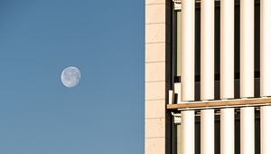 Preview wallpaper buildings, facades, edges, windows, moon