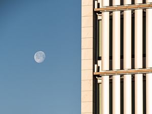 Preview wallpaper buildings, facades, edges, windows, moon