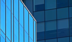 Preview wallpaper buildings, facades, glass, blue