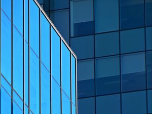 Preview wallpaper buildings, facades, glass, blue