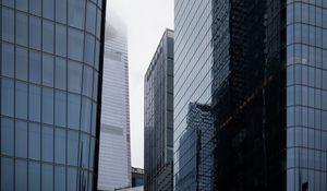 Preview wallpaper buildings, facades, glass, fog
