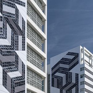 Preview wallpaper buildings, facades, pattern, white, architecture