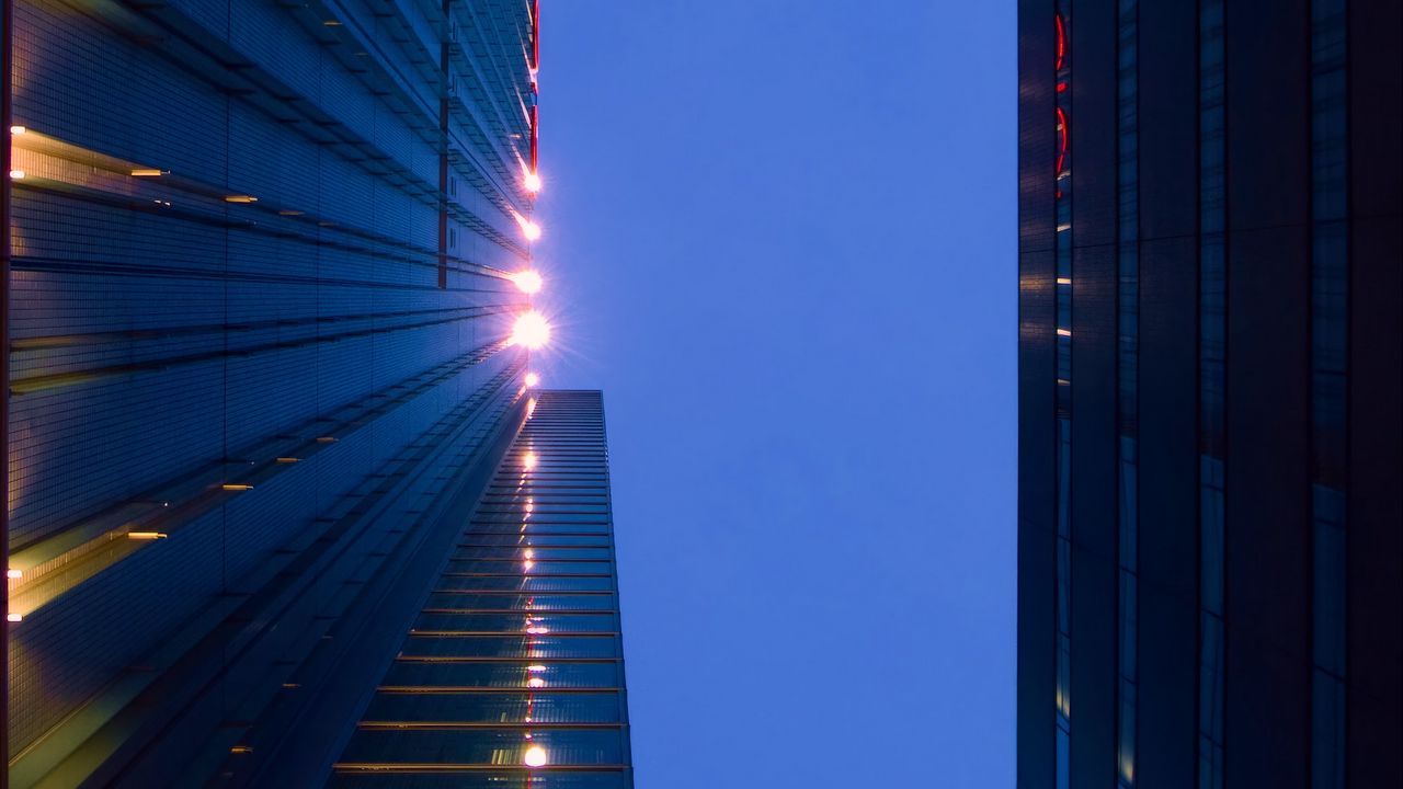 Wallpaper buildings, facades, sky, architecture, bottom view