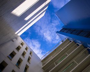 Preview wallpaper buildings, facades, sky, bottom view