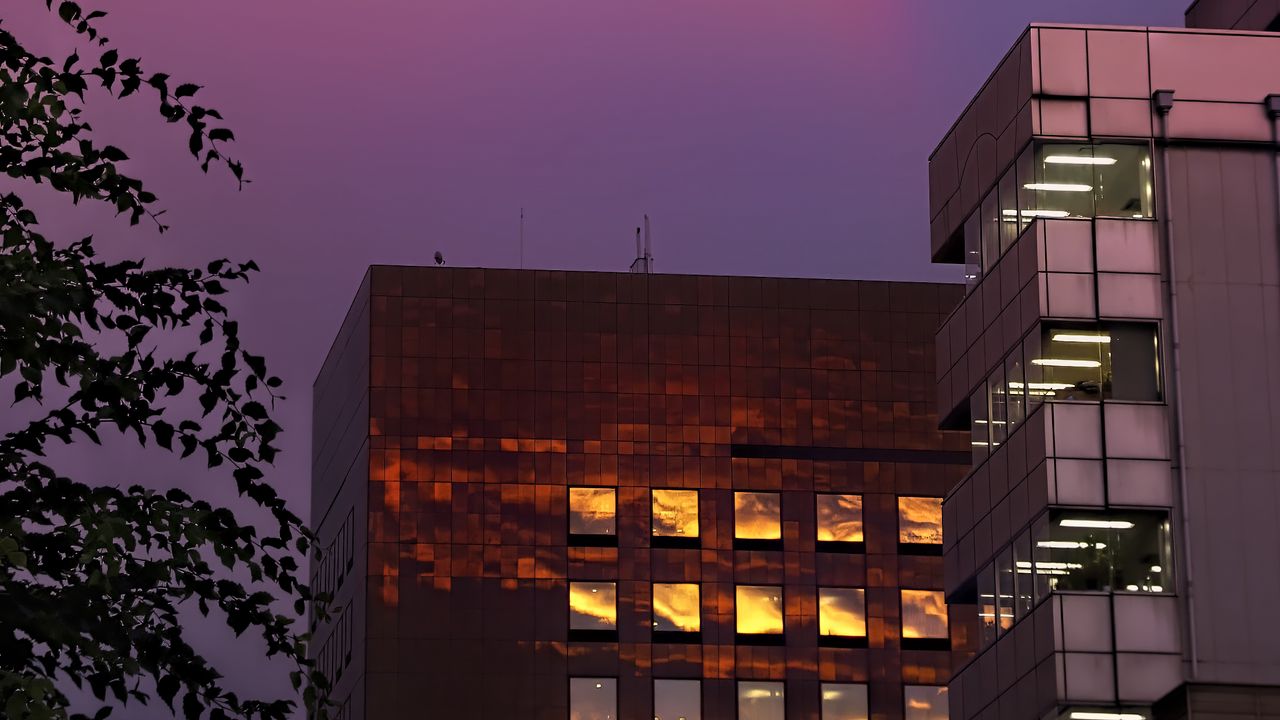 Wallpaper buildings, facades, windows, rainbow