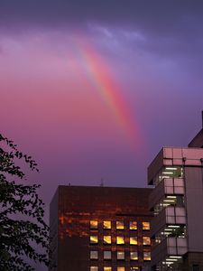 Preview wallpaper buildings, facades, windows, rainbow