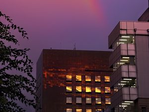 Preview wallpaper buildings, facades, windows, rainbow