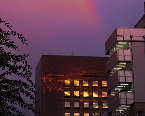 Preview wallpaper buildings, facades, windows, rainbow