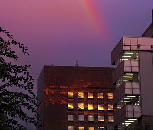 Preview wallpaper buildings, facades, windows, rainbow