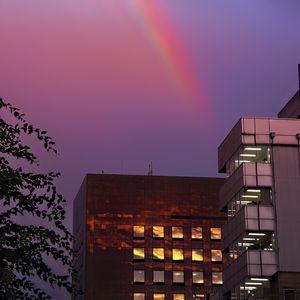 Preview wallpaper buildings, facades, windows, rainbow