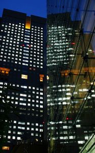 Preview wallpaper buildings, facades, windows, dark, architecture