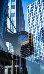 Preview wallpaper buildings, glass, windows, clocks, reflections