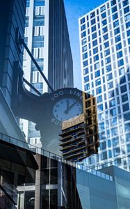 Preview wallpaper buildings, glass, windows, clocks, reflections