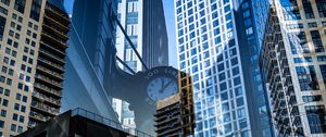Preview wallpaper buildings, glass, windows, clocks, reflections