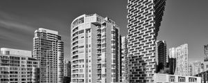 Preview wallpaper buildings, houses, architecture, city, black and white