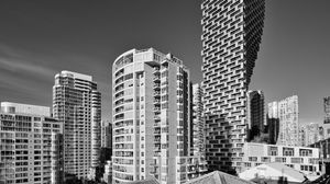 Preview wallpaper buildings, houses, architecture, city, black and white