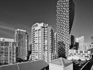 Preview wallpaper buildings, houses, architecture, city, black and white