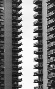 Preview wallpaper buildings, houses, balconies, facades, bw