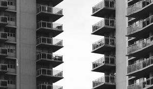 Preview wallpaper buildings, houses, balconies, facades, bw