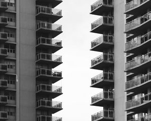 Preview wallpaper buildings, houses, balconies, facades, bw