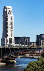Preview wallpaper buildings, houses, bridge, river, ship