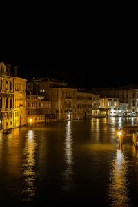 Preview wallpaper buildings, houses, canal, venice, lights, reflection, night