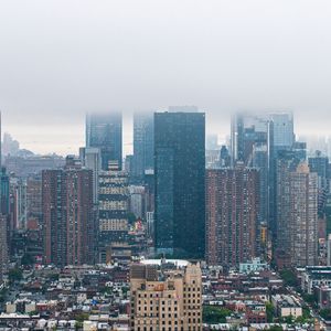 Preview wallpaper buildings, houses, city, fog