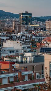 Preview wallpaper buildings, houses, lights, evening, city