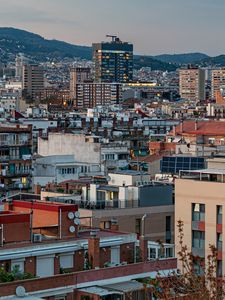 Preview wallpaper buildings, houses, lights, evening, city