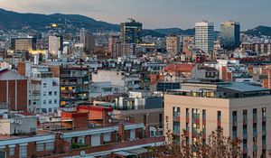 Preview wallpaper buildings, houses, lights, evening, city