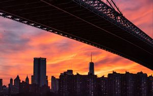 Preview wallpaper buildings, houses, lights, bridge, twilight