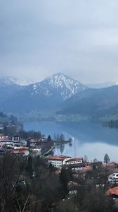 Preview wallpaper buildings, houses, mountains, lake, view