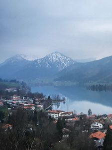Preview wallpaper buildings, houses, mountains, lake, view