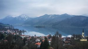 Preview wallpaper buildings, houses, mountains, lake, view