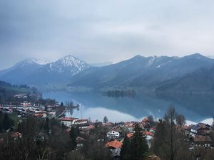 Preview wallpaper buildings, houses, mountains, lake, view