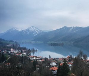 Preview wallpaper buildings, houses, mountains, lake, view